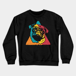 Retro Pug Face – Vintage Dog Breed Art with Charm Crewneck Sweatshirt