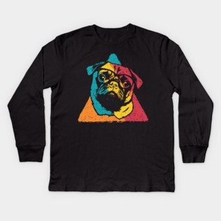 Retro Pug Face – Vintage Dog Breed Art with Charm Kids Long Sleeve T-Shirt