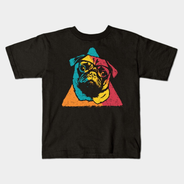 Retro Pug Face – Vintage Dog Breed Art with Charm Kids T-Shirt by TuncGK
