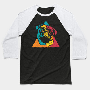 Retro Pug Face – Vintage Dog Breed Art with Charm Baseball T-Shirt
