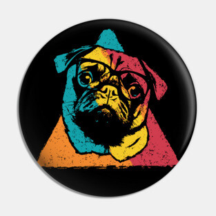 Retro Pug Face – Vintage Dog Breed Art with Charm Pin