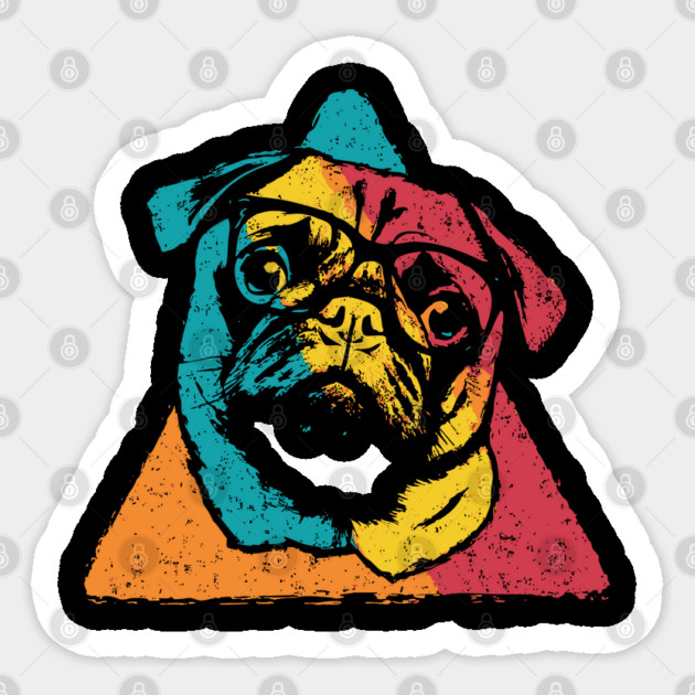 Retro Pug Face – Vintage Dog Breed Art with Charm Sticker by TuncGK