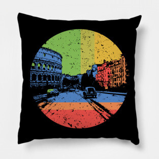 Vintage Rome Cityscape – Retro Italian Landmark Art Pillow
