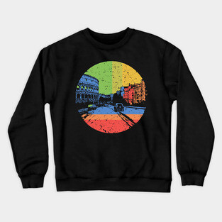 Vintage Rome Cityscape – Retro Italian Landmark Art Crewneck Sweatshirt