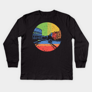 Vintage Rome Cityscape – Retro Italian Landmark Art Kids Long Sleeve T-Shirt