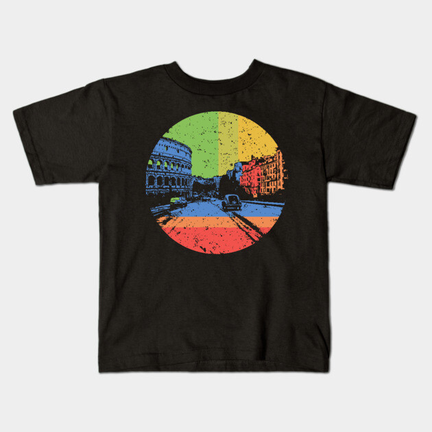 Vintage Rome Cityscape – Retro Italian Landmark Art Kids T-Shirt by TuncGK