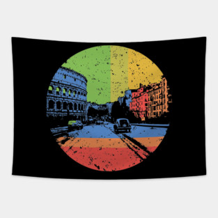 Vintage Rome Cityscape – Retro Italian Landmark Art Tapestry
