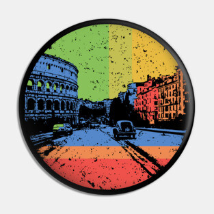 Vintage Rome Cityscape – Retro Italian Landmark Art Pin