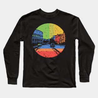 Vintage Rome Cityscape – Retro Italian Landmark Art Long Sleeve T-Shirt