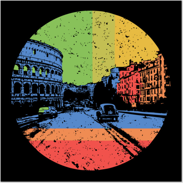 Vintage Rome Cityscape – Retro Italian Landmark Art Wall Art by TuncGK