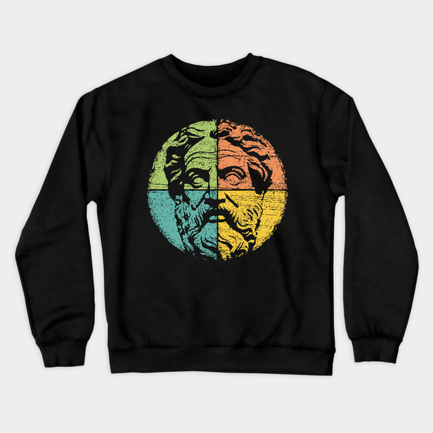 Retro Socrates Portrait – Vintage Greek Philosopher Art Crewneck Sweatshirt by TuncGK