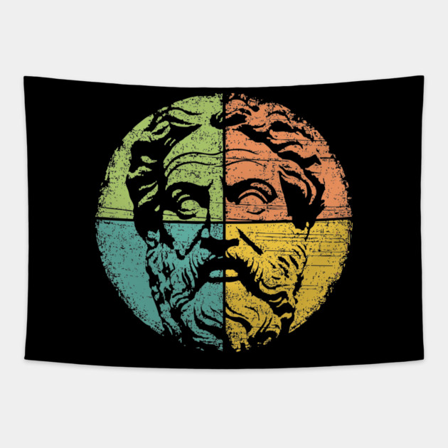 Retro Socrates Portrait – Vintage Greek Philosopher Art Tapestry by TuncGK