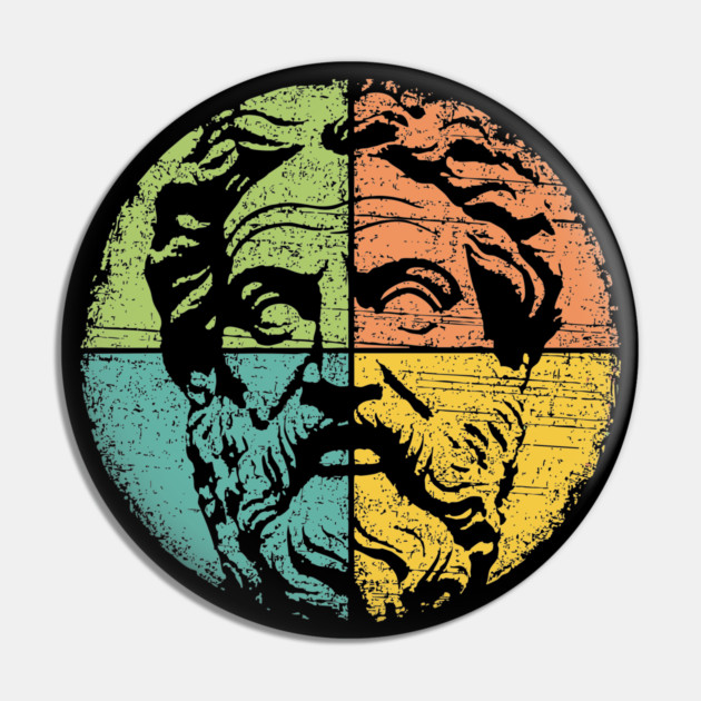 Retro Socrates Portrait – Vintage Greek Philosopher Art Pin by TuncGK