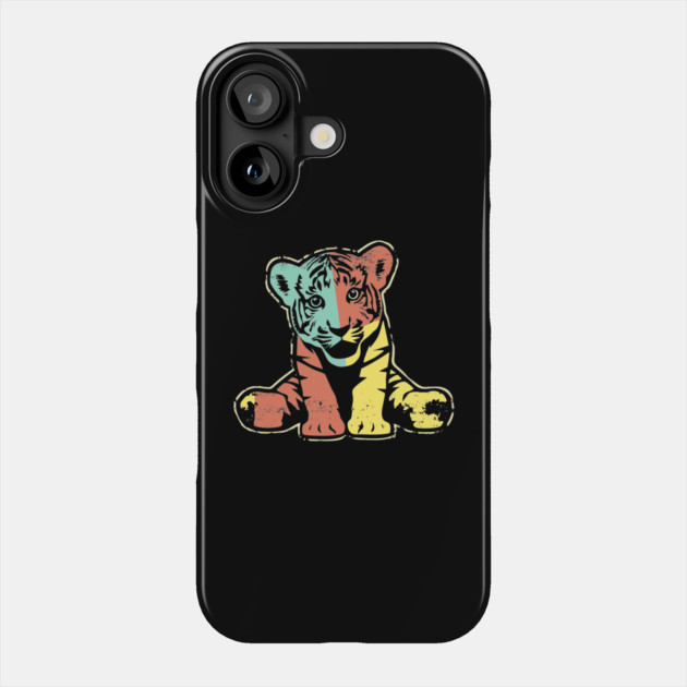 Retro Tiger Cub – Vintage Baby Jungle Cat Illustration Phone Case by TuncGK