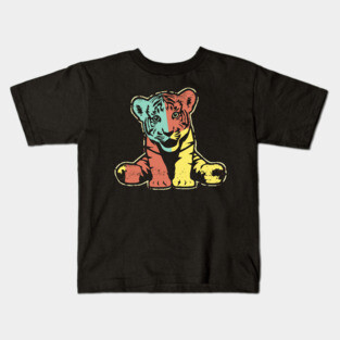 Retro Tiger Cub – Vintage Baby Jungle Cat Illustration Kids T-Shirt