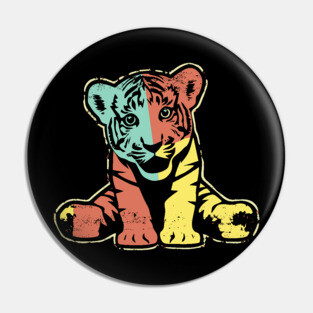 Retro Tiger Cub – Vintage Baby Jungle Cat Illustration Pin