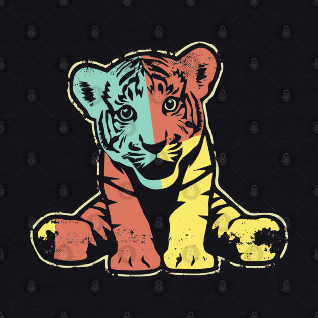 Retro Tiger Cub – Vintage Baby Jungle Cat Illustration by TuncGK