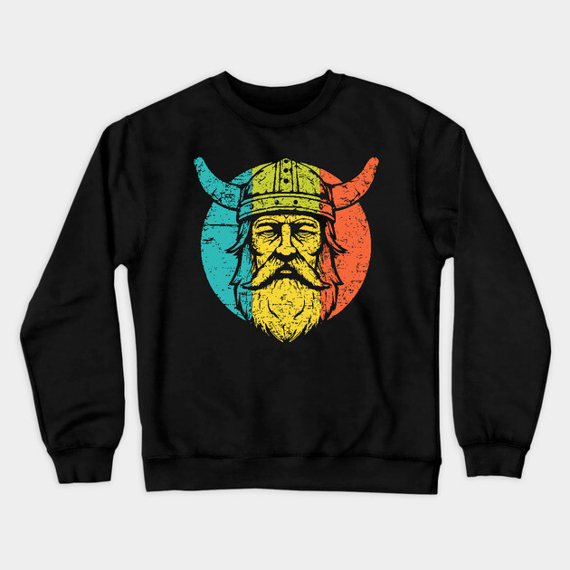 Retro Viking Warrior – Norse Mythology-Inspired Design Crewneck Sweatshirt by TuncGK