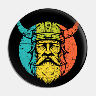 Retro Viking Warrior – Norse Mythology-Inspired Design Pin