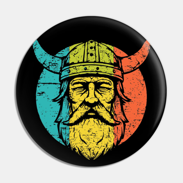 Retro Viking Warrior – Norse Mythology-Inspired Design Pin by TuncGK