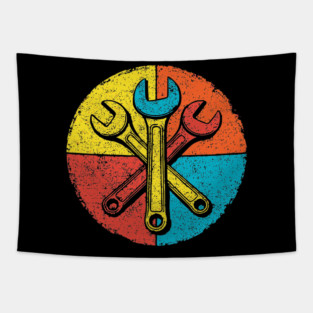 Vintage Wrenches – Retro Mechanic Tools Design Tapestry