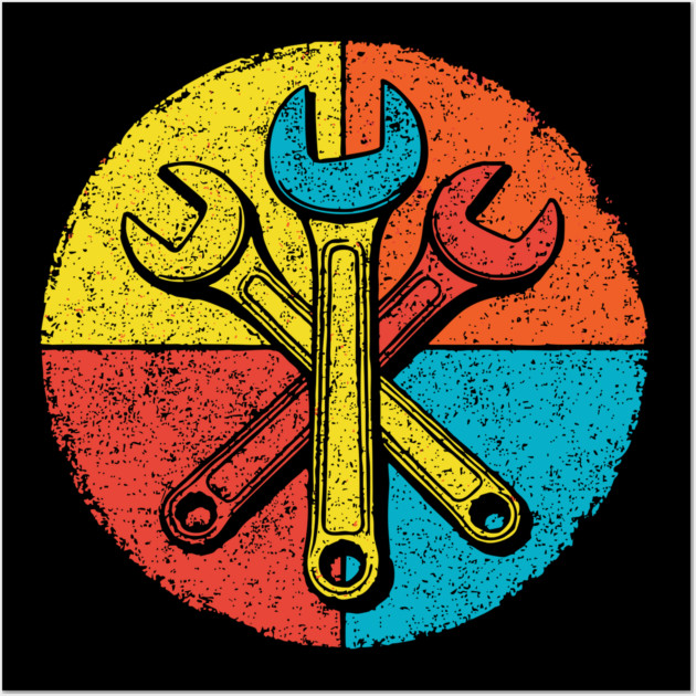 Vintage Wrenches – Retro Mechanic Tools Design Wall Art by TuncGK