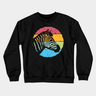 Retro Zebra Portrait – Vintage Safari Animal Art Crewneck Sweatshirt