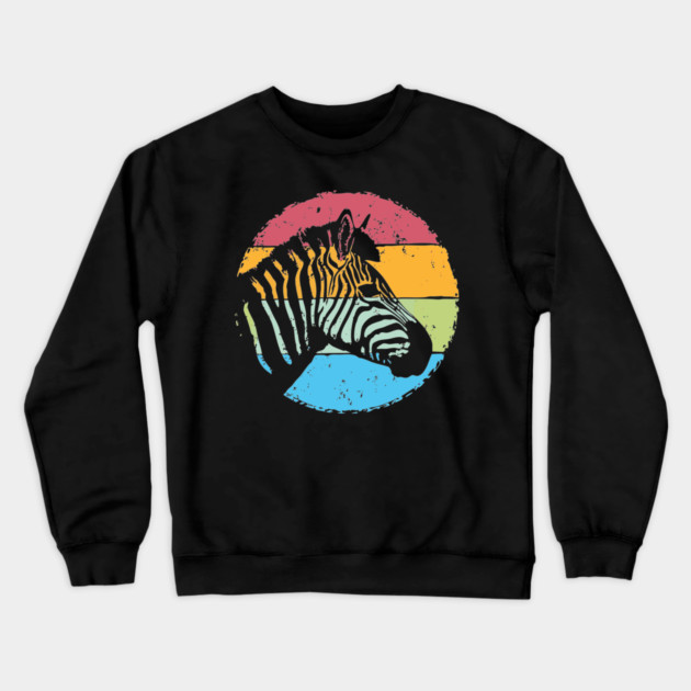 Retro Zebra Portrait – Vintage Safari Animal Art Crewneck Sweatshirt by TuncGK
