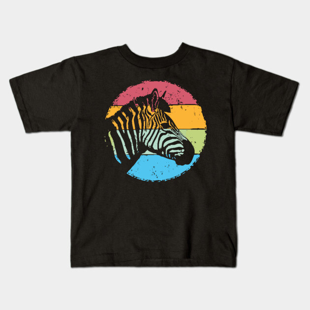 Retro Zebra Portrait – Vintage Safari Animal Art Kids T-Shirt by TuncGK