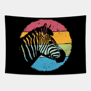 Retro Zebra Portrait – Vintage Safari Animal Art Tapestry