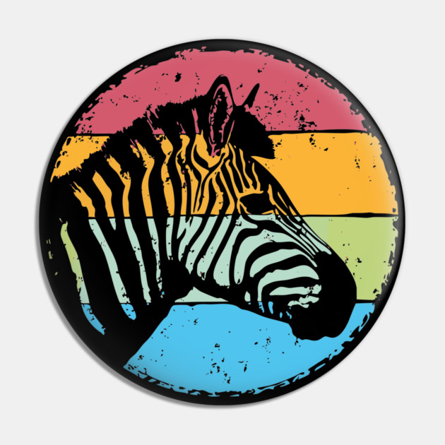 Retro Zebra Portrait – Vintage Safari Animal Art Pin by TuncGK