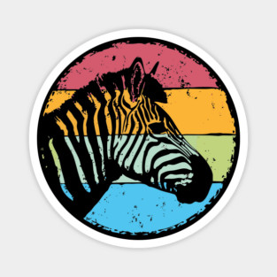 Retro Zebra Portrait – Vintage Safari Animal Art Magnet