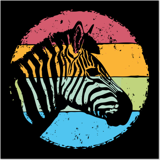 Retro Zebra Portrait – Vintage Safari Animal Art Wall Art by TuncGK