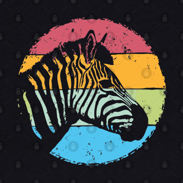 Retro Zebra Portrait – Vintage Safari Animal Art by TuncGK