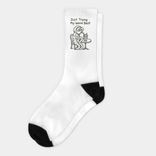 Just Trying My Worm Best – Milkshake Worm Humor Design Socks