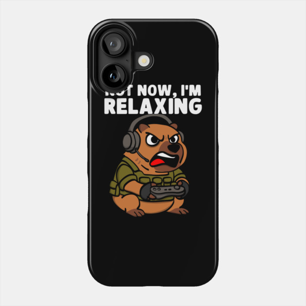 Military Game Not Now I'm Relaxing Gamer Capybara Phone Case by belownormal