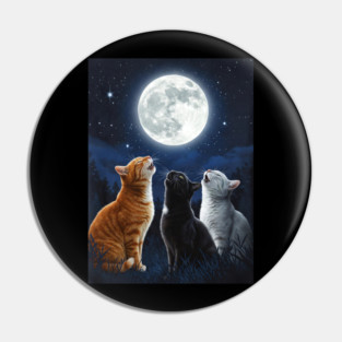 Cats Howling at the Moon - Funny gift idea for cats lovers, owners, men, women, kids, for christmas, birthday or any occasion, howling cat shirt, funny, meme, cute, Pin