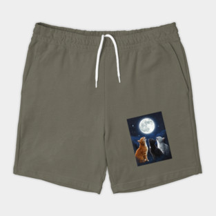Cats Howling at the Moon - Funny gift idea for cats lovers, owners, men, women, kids, for christmas, birthday or any occasion, howling cat shirt, funny, meme, cute, Shorts