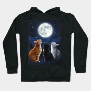 Cats Howling at the Moon - Funny gift idea for cats lovers, owners, men, women, kids, for christmas, birthday or any occasion, howling cat shirt, funny, meme, cute, Hoodie