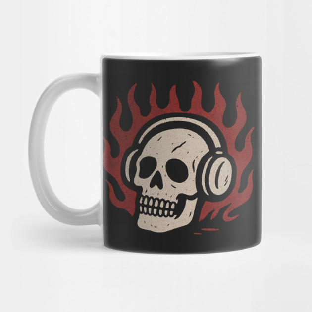 Skull Listening To Music Wearing Headphones by Maggie's Store 3