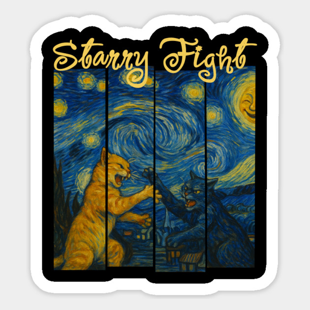 Starry Fight – Van Gogh vs. Chaos Cats Magnet by Designed By Marty