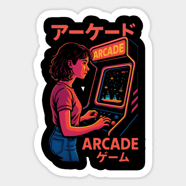 Arcade Addict: 80's Nostalgia Overload Sticker by Designed By Marty