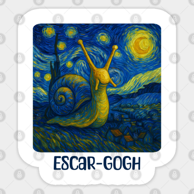 Escar-Gogh, Van Gogh's Starry Night Snail version Sticker by Luxinda
