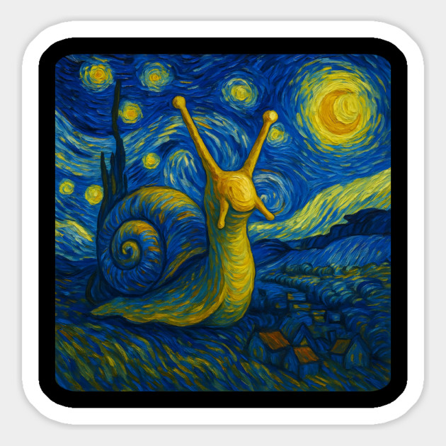 Escar-Gogh, Van Gogh's Starry Night Snail version Magnet by Luxinda