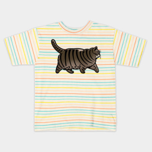 Chonky Oh Lawd He Comin Brown Tabby Cat Kids T-Shirt