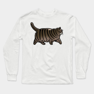 Chonky Oh Lawd He Comin Brown Tabby Cat Long Sleeve T-Shirt