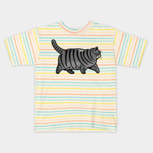 Chonky Oh Lawd He Comin Grey Tabby Cat Kids T-Shirt