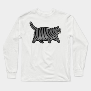 Chonky Oh Lawd He Comin Grey Tabby Cat Long Sleeve T-Shirt