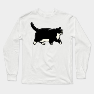 Chonky Oh Lawd He Comin Tuxedo Cat Long Sleeve T-Shirt