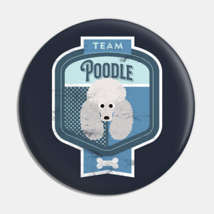 Team Poodle - Distressed Standard Poodle Beer Label Design Pin